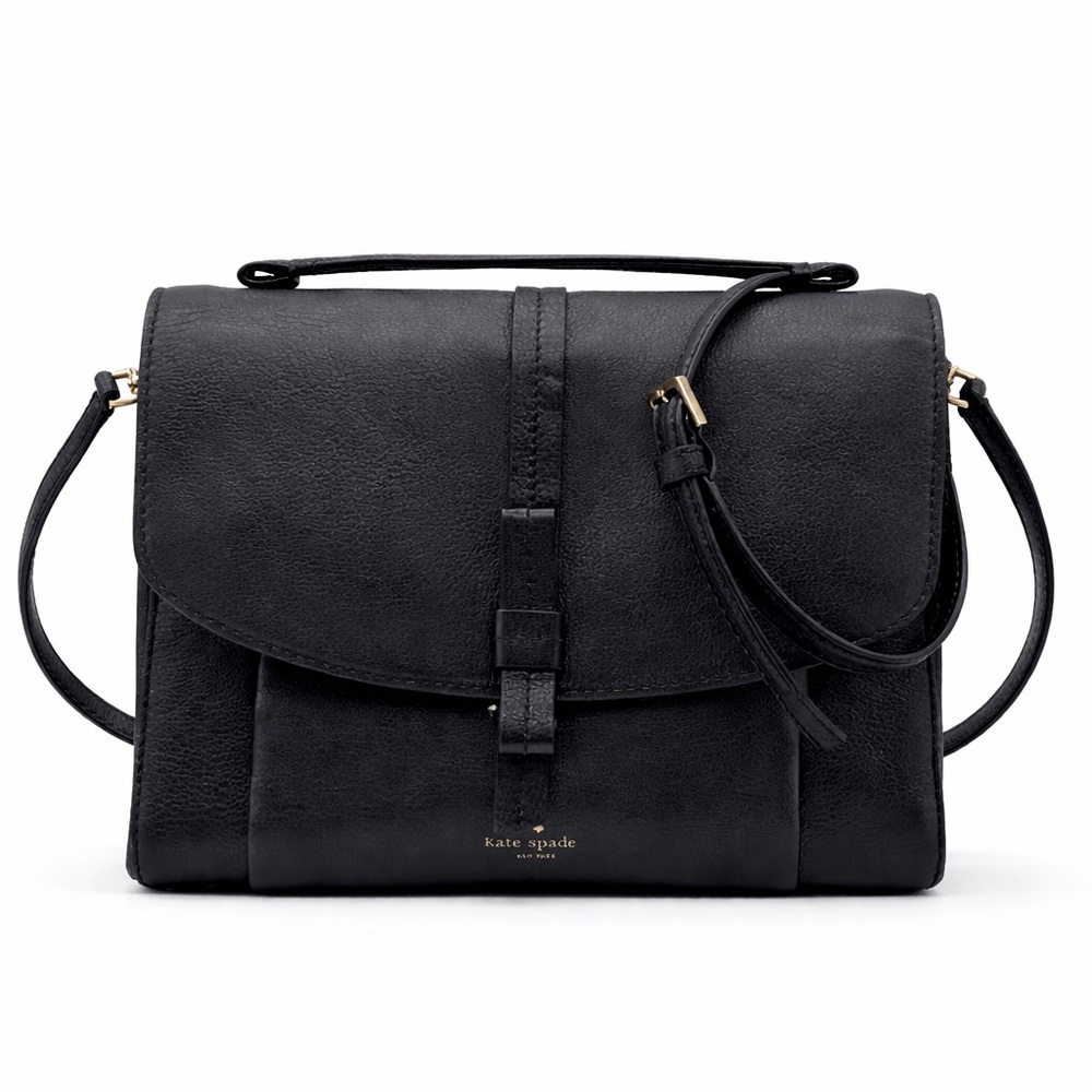 Kate Spade Black Pebbled Leather Satchel Top Handle Crossbody Bag - Picture 2 of 7